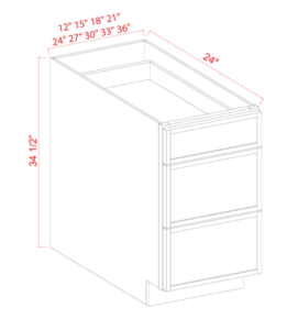 Three Drawer Base Cabinets