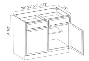 2 Door 2 Drawers Base Cabinets