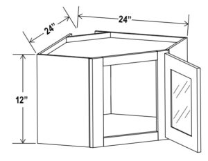 Diagonal Corner Wall Cabinet With Single Glass Door