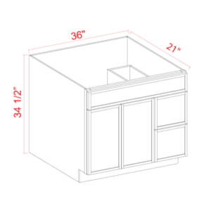 2 Door Vanity Combo Cabinet - Left Side Drawer