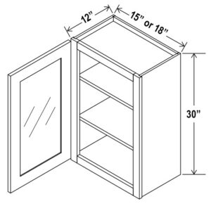 30"H Wall Cabinets With Single Glass Door