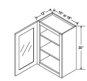 30"H Wall Cabinets With Single Glass Door