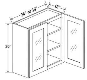 30"H Wall Cabinets With Double Glass Doors