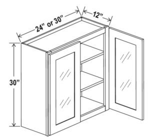30"H Wall Cabinets With Double Glass Doors