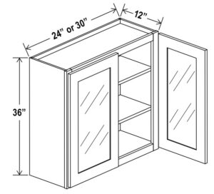 36"H Wall Cabinets With Double Glass Doors