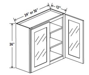 36"H Wall Cabinets With Double Glass Doors