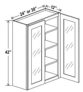 42"H Wall Cabinets With Double Glass Doors